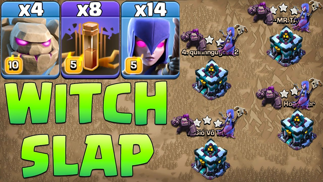 Th13 Golem Witch Attack Strategy With Earthquake ! Best Th13 Attack Strategy Clash Of Clans-CWL 2021