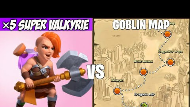 3 Star Challenge On Coc | x5 Super Valkyrie team Vs Goblin Map | Clash Of Clans |