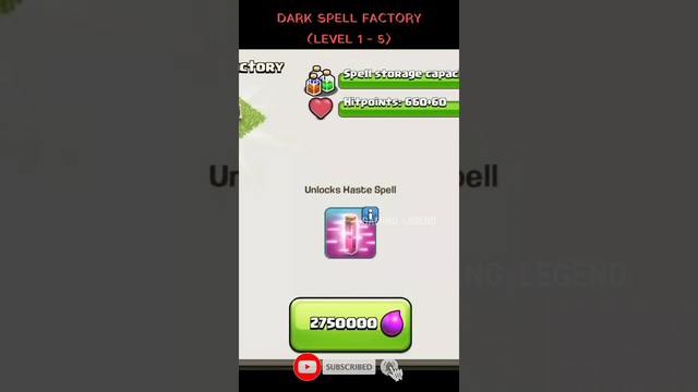 Upgrading Dark Spell Factory to MAX || Clash Of Clans | Gaming Legend #shorts #cocshorts