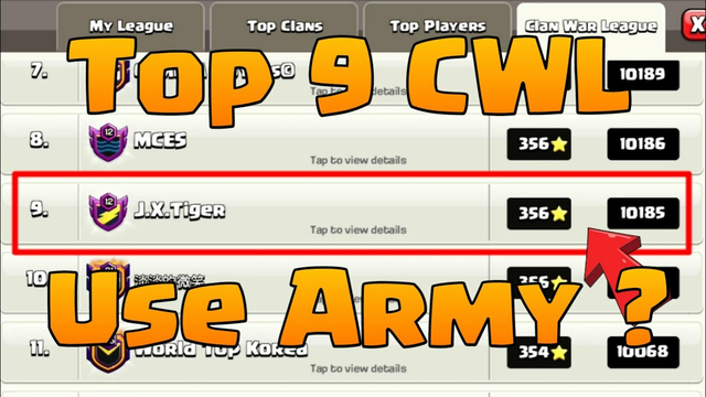 Top 9 Clan War League use army ? - Clash of Clans