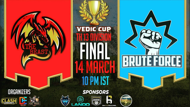 Vedic Cup Final! Brute Force V/S The Beast/clash of clans live/th13 division