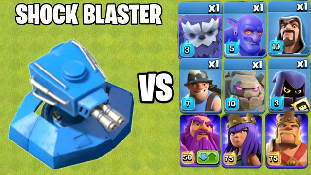 Shock Blaster Vs All Heroes Vs All Troops On Coc | Boom Beach Defenses | Clash Of Clans |