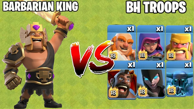 Max Level Barbarian King Vs BH Troops On Coc | BH Troops Vs TH Heroes | Clash Of Clans |