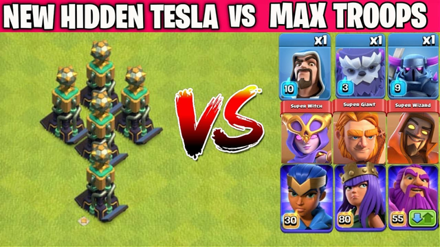 TownHall 14 x5Hidden Tesla Vs All Max Troops Vs Heroes On Coc | Clash Of Clans |