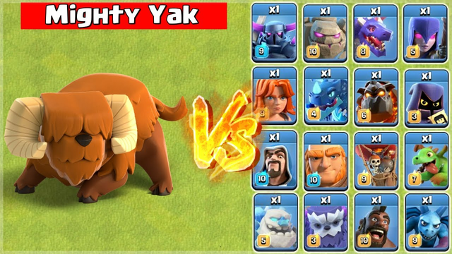 COC Mighty Yak vs All Troops - Clash of Clans