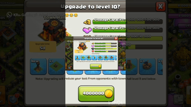 Town Hall  Upgraded ( Level 10 ) #coc #shorts