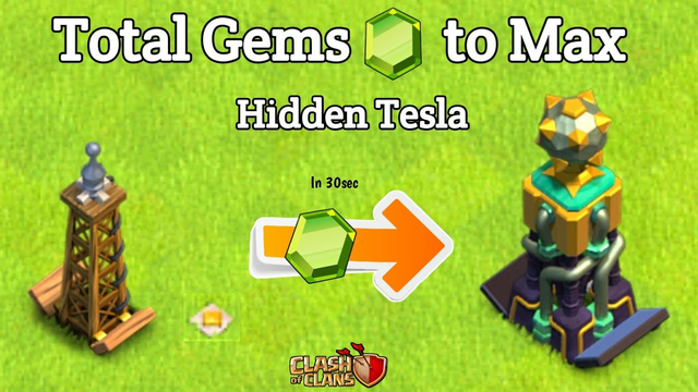 Total Gems to Max Hidden Tesla in Clash of clans|Hidden tesla Level 1 to max|#Shorts #Coc