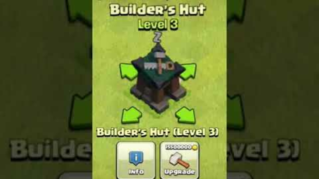 COC Builder's Hut lv-1 To lv-4 | Upgrade & Cost | Clash Of Clans | #Shorts
