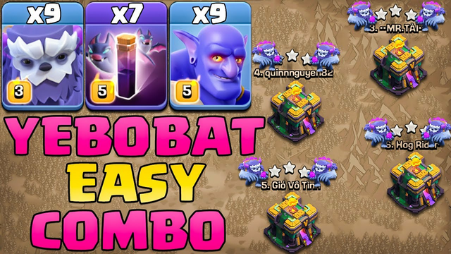 YeBoBat Are Super Easy At Th14 With Healer 9 Yeti + 7 Bat Spell + 9 Bowler + 5 Healer Clash Of Clans