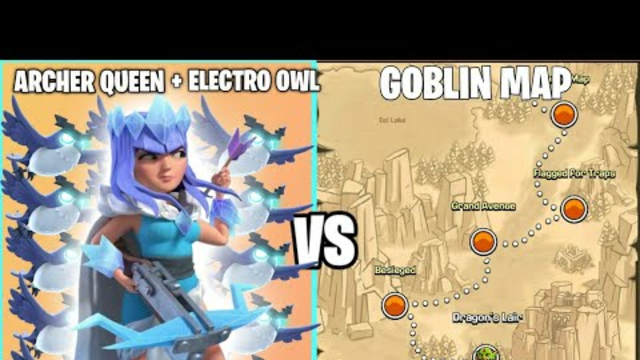 Archer Queen + Electro Owl Vs Goblin Map On Coc | TH 14 | Clash Of Clans |