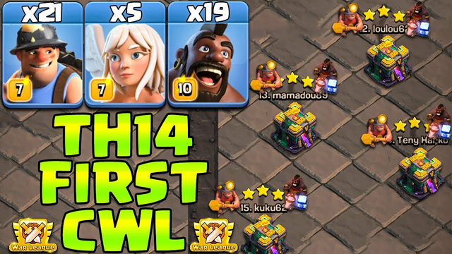 Th14 First CWL Hog Miner Hybrid Attack Strategy !! Best Th14 Attack Strategy 2021 Clash Of Clans
