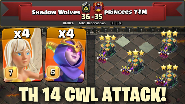 Th14  First CWL Smash with SuperWitch ! Best CWL Strategy Th14 2021 - Clash Of Clans