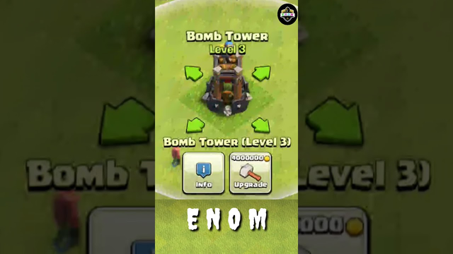 Clash of clans // Bomb Tower lvl-1 to max levels // TH-14   #COC #ENOM #Shorts