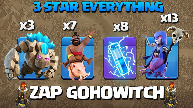 After Update* Th11 ZAP GoWitch - GoHoWitch - Th11 Zapquake Golem Witch Attack - Best Th11 ATTACK COC