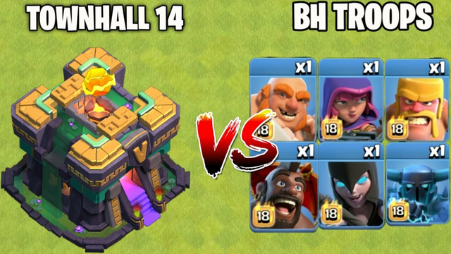 Townhall 14 Vs BH Troops On Coc | Townhall 14 / Giga Tesla | Clash Of Clans |