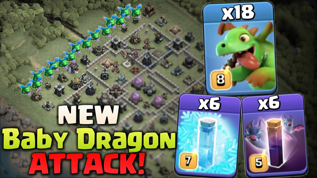 New Baby Dragon  attack & 8 Spell Swag - Like a Pro Attack - Clash of Clans