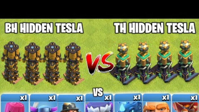 TH Hidden Tesla Vs BH Hidden Telsa On Coc | Townhall 14 | Clash Of Clans |