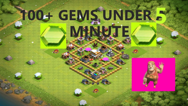 100+ GEMS UNDER 5 MINUTES! - Clash Of Clans(First Video)