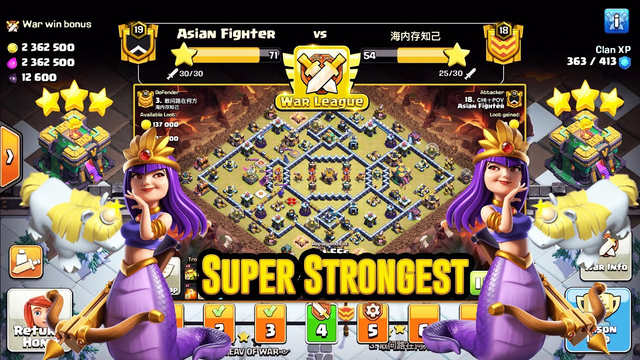 Super Strongest!! Unicorn + Queen Charge Strategy Smash CWL Base ( Clash of Clans )