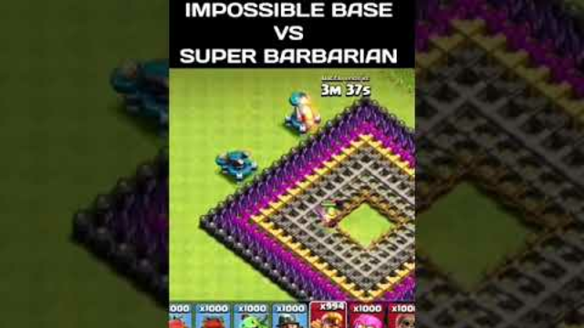 Clash Of Clans COC Impossible Base VS Super Barbarian #coc #ClashOfClans #short #shorts