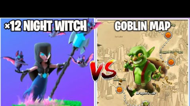 3 Star Challenge On Coc || x12 Night Witch Vs Goblin Map || Clash Of Clans ||