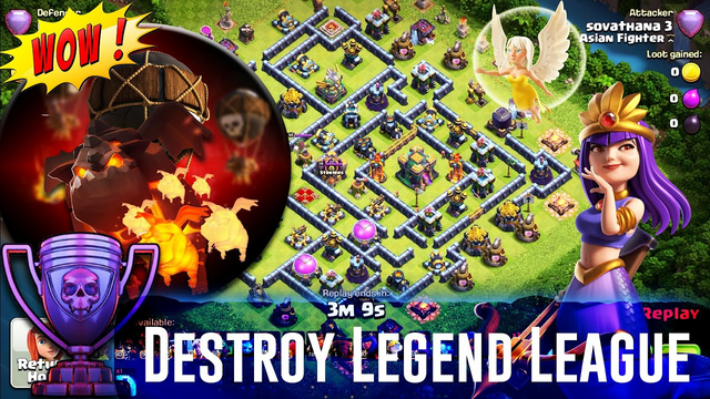 Destroying Legend League TH14 - Strong Queen Charge LaLoon Smash ( Clash of Clans )