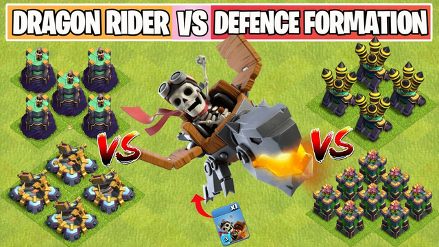 Dragon Rider Vs Every Defense Formation | New Troop | Clash of Clans Summer Update