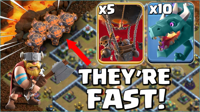 Th14 Dominating War with Rocket Balloon Quick Execution, Try This Rocket - Dragon Strategy - COC