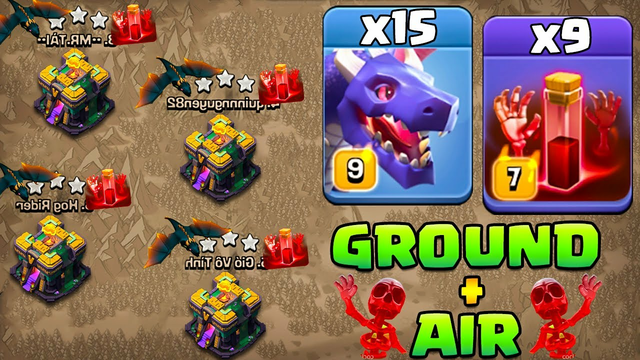 Air + Ground Combo Th14 Attack Strategy 2021 !! CWL Attacks Clash Of Clans - 15 Dragon + 9 Skeleton