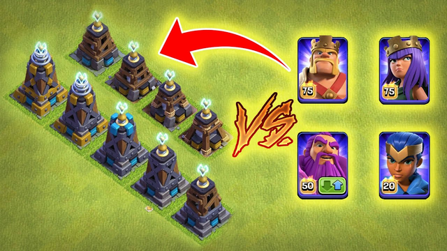 Every Level Mega Tesla vs All Max Heroes | Clash of Clans | *Level-80 Heroes* | Battle Gaming