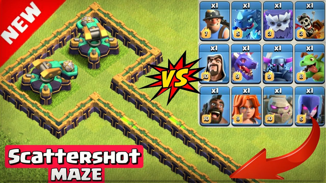 SCATTERSHOT Maze DEATHRUN | All Troops vs Scattershot | Clash of Clans Challenge