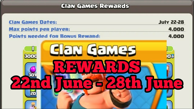 Clan Games Rewards Official 22nd June to 28th June @Clash of Clans