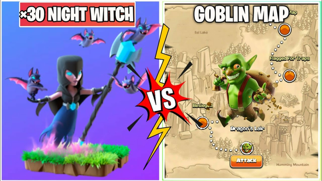 3 Star Challenge On Coc | x30Night Witch Vs Goblin Map | Clash Of Clans |