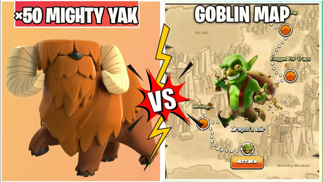 #3 Star Challenge On Coc | x50Mighty Yak Vs Goblin Map | Clash Of Clans |