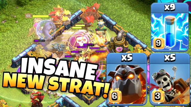 WHAT?! 5 HOUNDS, 5 DRAGON RIDERS, 9 LIGHTNING! TH14 HOUND RIDER attack is INSANITY! Clash of Clans