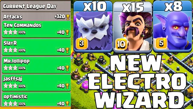 New Party Wizard Trophy Push Attack Strategy !! 10 Yeti + 15 Party Wizard + 8 Bowler Clash Of Clans