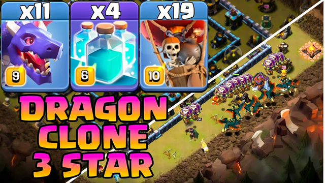Clone Spell is Unstoppable ! 11 Dragon + 4 Clone + 19 Balloon - Th14 Attack Strategy Clash Of Clans