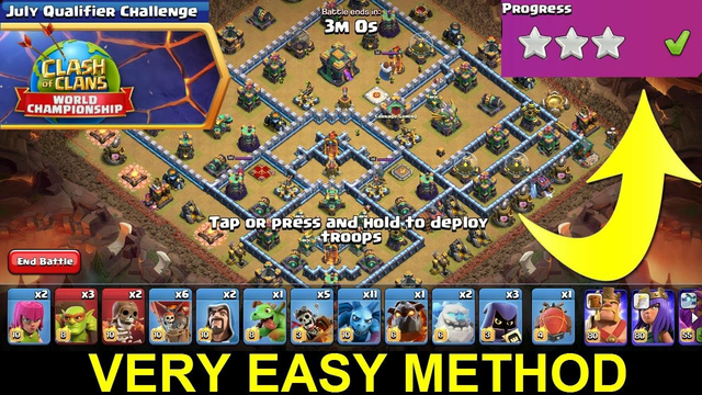 Clash of Clans July Qualifier Challenge ! 3 Star Strategy ! Very Easy Method.
