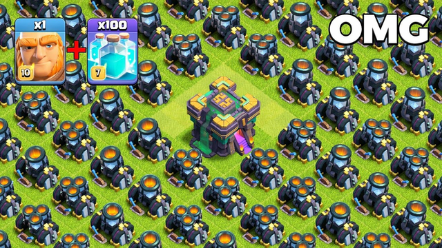 1 Max Giant + 100 Clone Spell vs Full Max Motor Base | Clash of Clans Gameplay