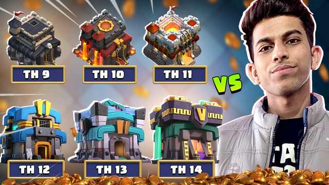 1 vs 6 Pro Players of Every Town Hall - Clash of Clans - COC
