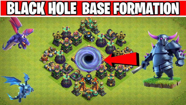 BLACK HOLE Impossible Base Formation | Defense Formation Vs Troops | Clash of clans