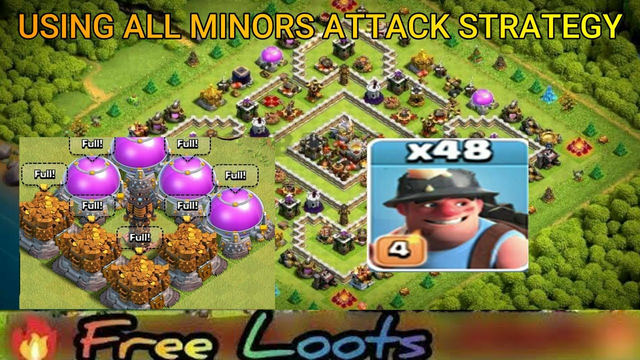 Free Loot using all Minors in clash of clans | Easy big loot