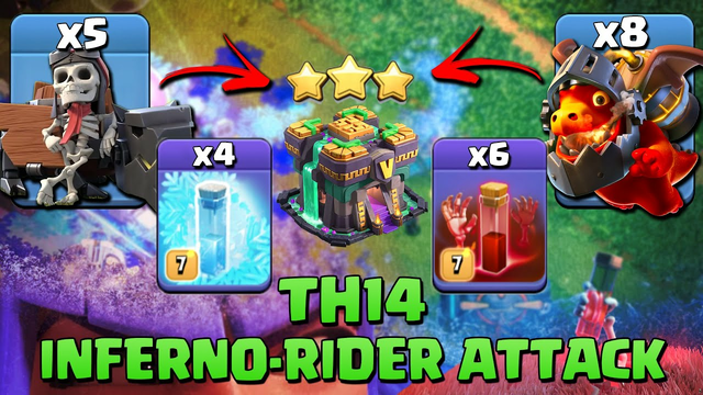 Inferno-Rider + Freeze-Skeleton Spell Attack Strategy For Easy 3 Starring TH14 - Clash Of Clans