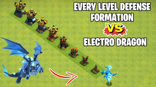 Electro Dragon Vs Every Level Defense Formation | Clash of clans