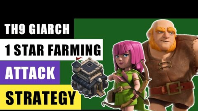 TH9 Giarch 1 Star Farming Attack Strategy No Hero/CC Troops | COC