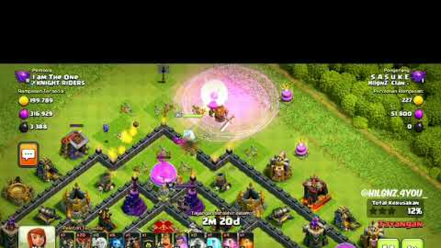 Attack TH 9 || Queen Charge LaLoon - CLASH OF CLANS
