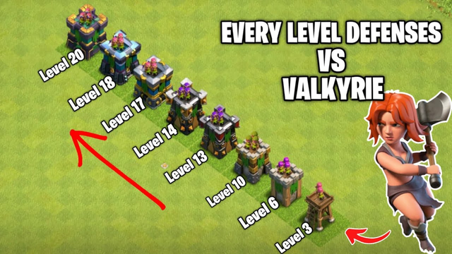 Every Level Defenses Challenge | Valkyrie Vs Defenses | Clash Of Clans |