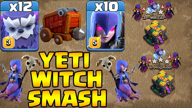 Th14 Yeti Witch Attack Strategy 2021 Clash Of Clans !! 12 Yeti + 4 Earthquake + 10 Witch Th14 Attack