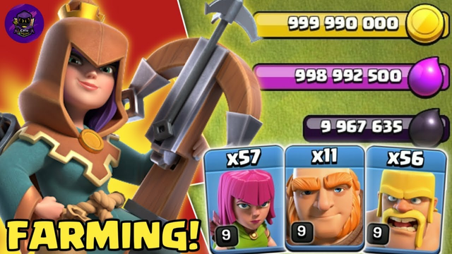 AUTO KAYA!! QUEEN CHARGER GIANT BARBARIAN ARCHER (GIBARCH) - STRATEGI FARMING TH 12 | COC INDONESIA