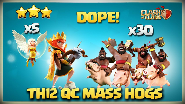 Th12 Queen Charge Mass Hog Attack vs Hybrid* Th12 QC Mass Hogs 3 Star Attack Strategy Clash of Clans